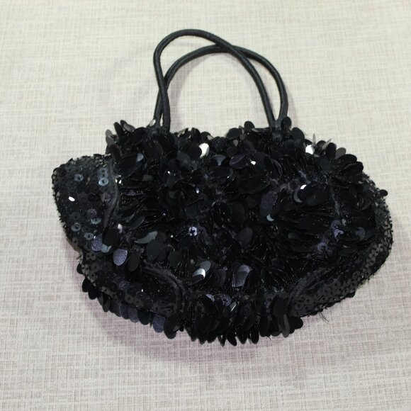Vintage Nicole Lee Collection Black Large Sequin Hand Bag - Picture 1 of 5